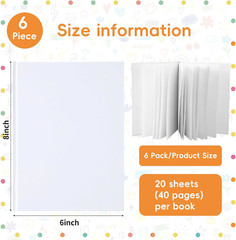 6 Pack Hardcover Blank Books 6×8 Inch, 40 Pages for Kids Stories and Sketches