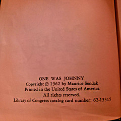 Sendak One Was Johnny 1962 First Edition Hardcover w/ Dust Jacket Nutshell