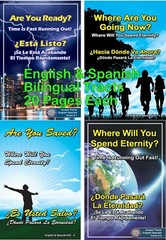 English & Spanish Gospel Tracts, 40 PK in 4 Covers, 20 Pages Each, Best Seller!