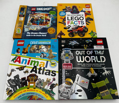Lot of 4 LEGO Hardcover Books- Out of This World Lego Facts Animal Atlas DK