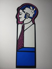 Old Vintage 1970s Psychedelic Bookmark Abstract Modern Art Man Tie Rabbit Brain