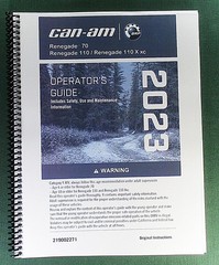2023 Can-Am Renegade 110 Owner’s Manual: 212 Pages & Protective Covers