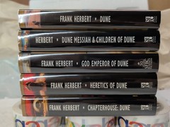 5 Vols!! DUNE COMPLETE SERIES by Frank Herbert + Custom Mylar ~ DUNE in 5 Vols!!