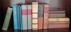 Lot of 14 Vintage Books Multicolor Cloth Staging Display Antique Old