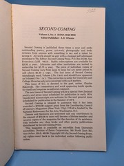 Second Coming Volume II No III, Special Issue Charles Bukowski