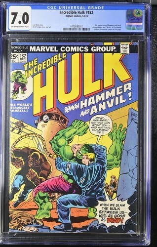 Incredible Hulk #182 CGC 7.0 OW/W pages Marvel Comics 1974 3rd app Wolverine