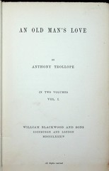 Anthony Trollope / An Old Man’s Love 2 vols 1st 1st Edition 1884