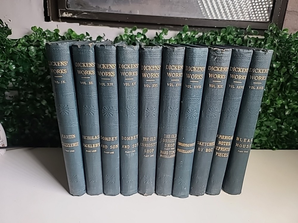 Charles Dickens Works Vintage Hardcover Book Set Lot of 13 Volumes Collier