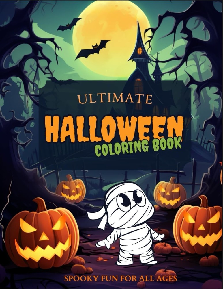Halloween Coloring Book Spooky Fun Adults Teens Kids 60 Pages Paperback