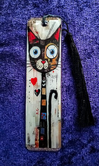 Cat & Animals Theme Acrylic Bookmark, Multicolor Rectangle w/ Tassel
