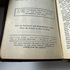Father Lasance THE SUNDAY MISSAL 1st Edition 1st Printing 1936 Benziger Brothers