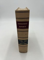 Vintage CONNECTICUT REPORTS LAW BOOK 1954-1955 Vol 142 William Locke 1956
