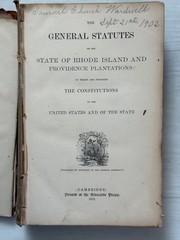 General Statutes of R.I. 1872 signed Samuel Wardwell 1902