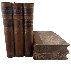 Robert Browning Riverside Edition 5 Vol Set 1889 Half Leather Houghton Mifflin