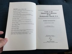 Guide To The Manuscript Collections Of The Presbyterian Church, U.S. Southern