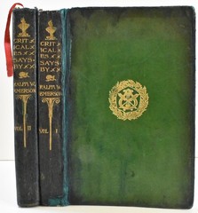 1906 Ralph Waldo Emerson ESSAYS 2 Volume First and Second Series limp Leather