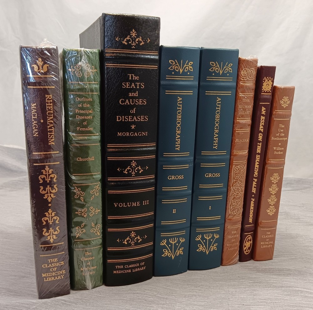 Lot/8 Classics of Medicine Library Leather-Bound Book Gryphon Decor Science #3