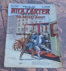 SECRET AGENT COVER NEW NICK CARTER WEEKLY #799 1912 DIME NOVEL STORY PAPER