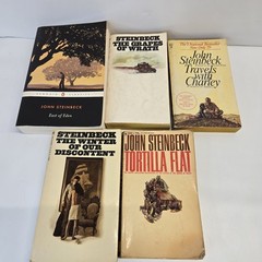 John Steinbeck Paperback Book Lot x5 East Of Eden Tortilla Flat Grapes Of Wrath