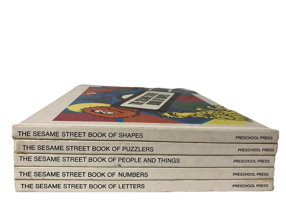 Vintage Sesame Street Book of Letters Numbers Puzzles Shapes People Lot of 5