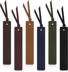 Leather Bookmark for Reading Hand Stitched Retro Book Lover Gift 6 Pack