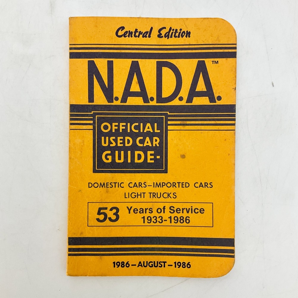 NADA Official Used Car Guide August Auto Valuation Paperback Book NADA 1986