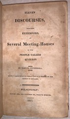 1817, FOTHERGILL, DISCOURSES DELIVERED AT SEVERAL MEETING HOUSES OF THE QUAKERS