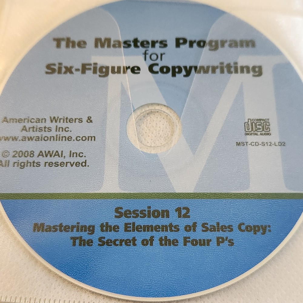 AWAI MASTERS PROGRAM FOR SIX FIGURE COPYWRITING DISC 12 MASTERING SALES COPY CD