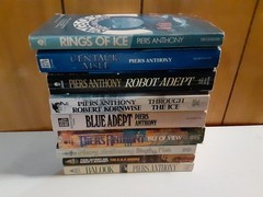 9 Piers Anthony Paperback Books Rings Of Ice, Blue Adept, Robot Adept, Balook