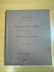 Bibliographical Index No. LXII. -Eighth Year by Thomas Lodge 1887 Paperback