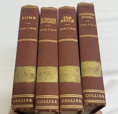 Pearl S. Buck Book Lot (4) Collier Vintage 1931-1937 Gold Red Decor Staging