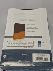 Zondervan NIV Large Print Holy Bible Leather Soft Chocolate Amber Lay Flat