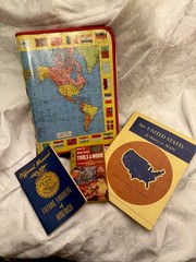 Vintage Lot Of Books And Flag Notebook
