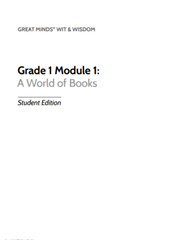 Great Minds Module 1: A World of Books Wit & Wisdom -Grade 1 – 2023 Edition