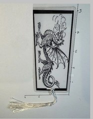 1 – 10mm laminated black and white Dragon bookmark – new
