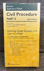 Emanuel Law in a Flash: Civil Procedure Part II 2 6th Edition Joel Friedman NEW