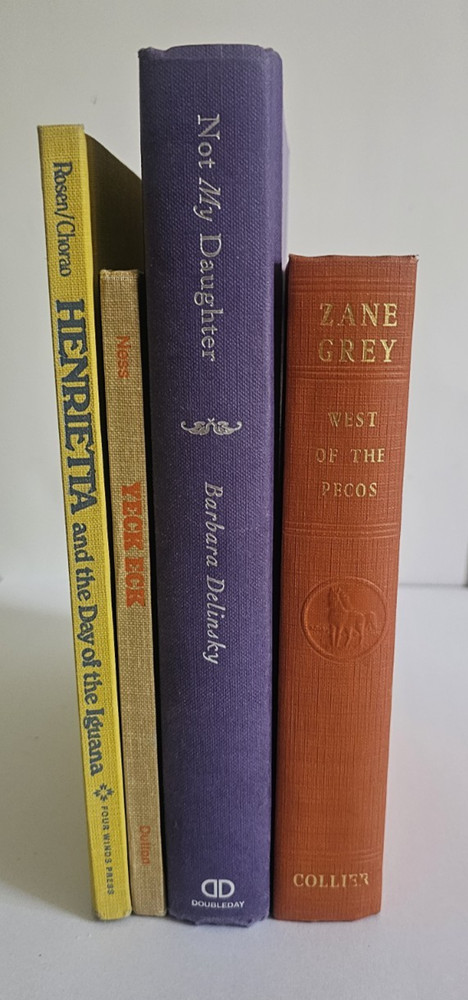 Vintage Books Lot of 4 for Staging Props Home Decor Orange Yellow Purple Beige