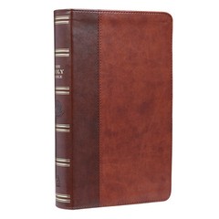 The Holy Bible King James Version Giant Print Tan/Brown / Jesus words in red