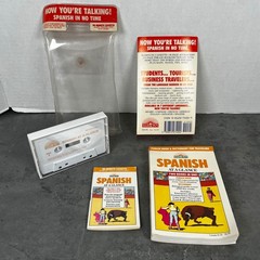 Barron’s Spanish At A Glance Cassette Phrasebook Dictionary Vintage 1985 Set