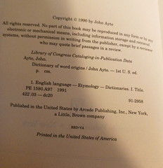 Arcade Dictionary of Word Origins by John Ayto 1990