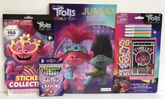 4 Pc Trolls World Tour Word Search Book Glitter Crayons Markers Fun Set Stickers