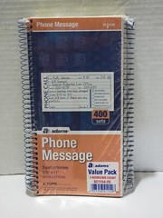*2* NEW ADAMS PHONE MESSAGE BOOKS 2-PART CARBONLESS SC1154-2D 800 COUNT TOTAL