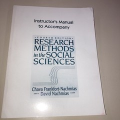 Instructor’s Manual to Accompany Research Methods in Social Science SC 1992 Good