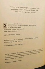 More Adult Only Jokes by Hinkler Books Staff (2003, Paperback) 556 Pages – Adult