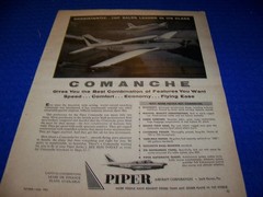 1961 PIPER COMANCHE “SPEED COMFORT ECONOMY”… 1-PAGE SALES AD (317RR)