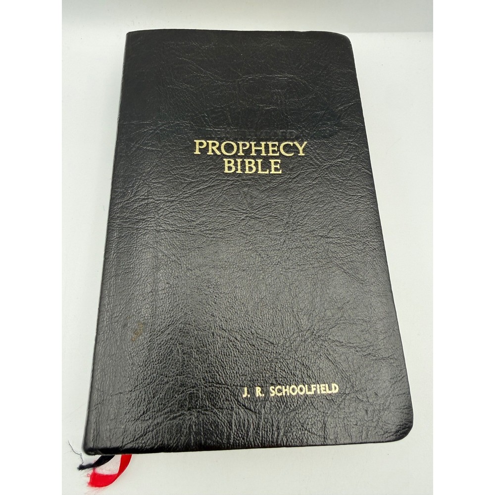 Rex Humbard Prophecy Bible KJV Genuine Leather Black J.R. Schoolfield Red Letter