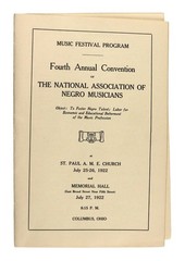 Marian Anderson; National Association Negro Musicians / Convention Program 1922