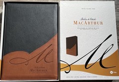 Biblia de Estudio MacArthur,RVR 1960 Letra Grande,Leathersoft, Café, con índice