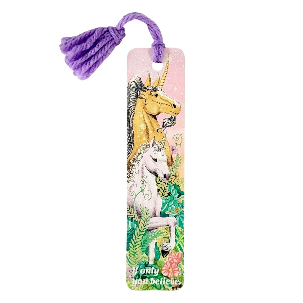 Vintage 80s Unicorns Baby Bookmark Pastel Rainbow- 1989 Sunshine Thoughts H-1235