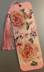 Flower and Butterfly Bookmark with Tassel – Laminated with Glitter Borders 6×2″